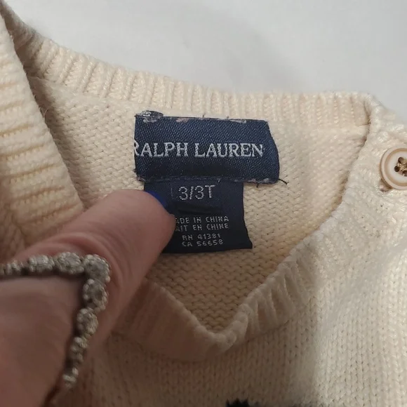 Ralph Lauren Girls Dalmatian Sweater Size 3T Cotton Puff Shoulder - Picture 4 of 16